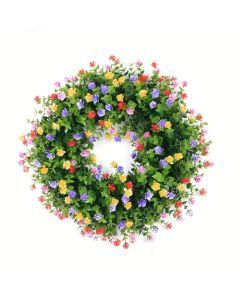 Colorful Silk Rose Flower Wreath with Eucalyptus Leaves