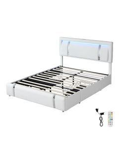 Levede Double Bed Frame Adjustable Headboard LED Lights Drawers USB Charge