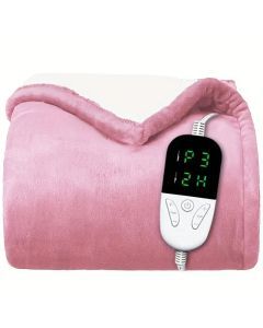 150x180cm Soft Pink Heated Electric Blanket with 6 Heating Levels