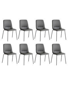 Levede Stackable Dining Chairs Kitchen Lounge Chair PU Leather Grey Set of 8