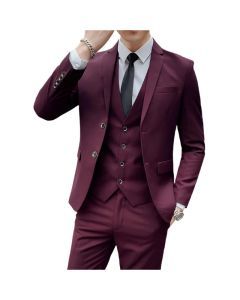 Mens Business Suit Set Blazer (Red)