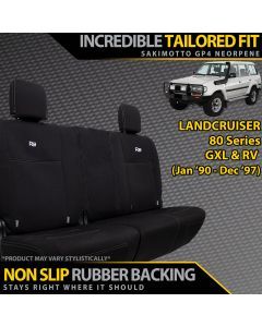 Razorback 4x4 GP4 Standard Neoprene Rear Row (50/50 Split) Seat Covers suitable for a Toyota Landcruiser 80 Series GXL & RV (Made to Order)