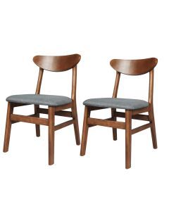 Levede 2x Dining Chairs Kitchen Chair Natural Wood Linen Fabric Cafe Lounge Seat