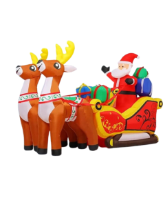 2.1m Long Inflatable Santa Reindeer Sled with LED Lights
