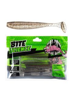 5 Pack of 5 Inch Bite Science Kick Minnow Soft Plastic Lures - UV Smelt