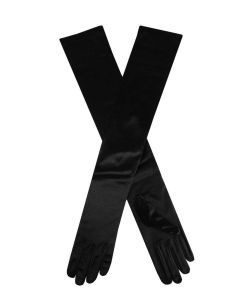 Dents Womens Long Opera Satin Gloves in Black