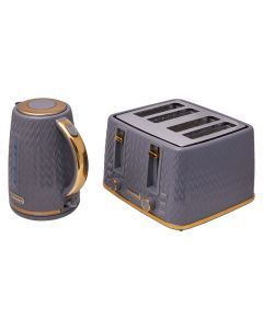 Westinghouse 1.7L Kettle & 4 Slice Toaster Pack - Grey/Gold Zig Zag Pattern - WHKTPK13GG