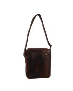Pierre Cardin Rustic Leather Business Crossbody Bag - Tan (iPad Tablet)