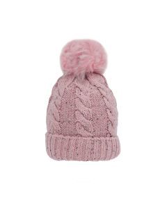 Dents Women's Cable Knit Beanie with Pom - Pink