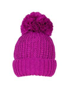 Dents Women’s Ribbed Knit Bobble Beanie - Orchid Pink