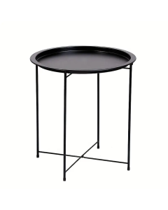 Black Round Coffee Table with Detachable Tray