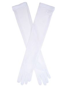 Dents Womens Long Sheer Tulle Gloves - White
