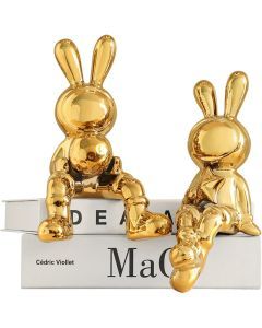 Modern Elegance: Electroplating Rabbit Sculpture Set for Chic Home and Office Decor