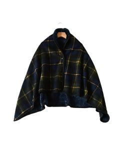 Wearable Plaid Blanket Fleece Shawl for Winter