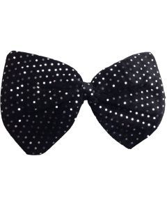 Black/Silver Large Sequin Polka Dots Bow Tie - Fancy Dress Costume Party