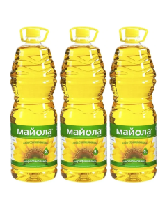 3x Majola 1L Sunflower Oil - Unrefined Cold Pressed Non-GMO Ukrainian Cooking Oil (Bulk Pack)