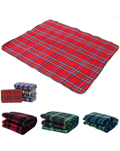 Fleece Picnic Rug - Waterproof Camping Mat - Assorted (Travel Throw)
