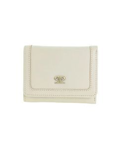 Pierre Cardin Ladies Leather Snap Button Tri-Fold Wallet - Bone