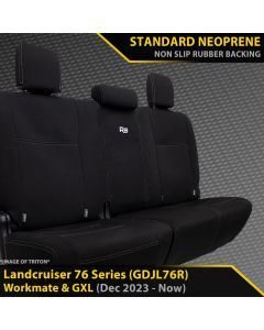 Razorback 4x4 GP4 Standard Neoprene Rear Row Seat Covers suitable for a Toyota Landcruiser 76 Series Post Facelift (GDJL76R)