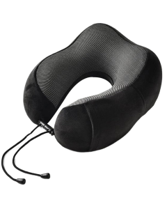 U-Neck Velvet Memory Foam U-Shape Travel Neck Pillow - Black (Breathable/Soft)