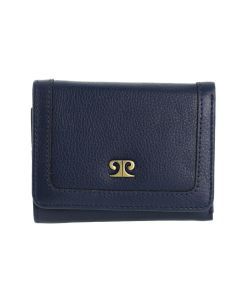 Pierre Cardin Ladies Leather Snap Button Tri-Fold Wallet - Navy