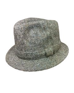 Harris Tweed Failsworth Elgin Made in Britain Trilby Hat - Brown/Grey