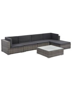 6 Piece Garden Lounge Set with Cushions Poly Rattan Grey