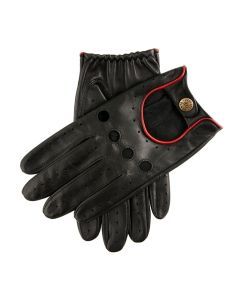 DENTS Mens Delta Classic Leather Driving Gloves - Black/Berry