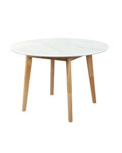 Levede Dining Table Round Rubberwood Base Kitchen Cafe Restaurant White 120cm
