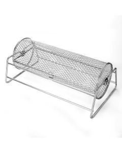 12-Inch Stainless Steel Rolling BBQ Grill Mesh Rotisserie Roaster Cage Silver