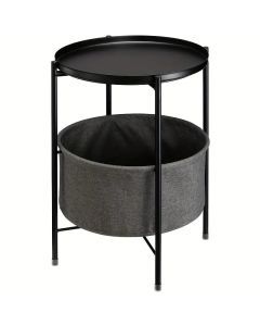 Double Layer Black Metal Tea Table in Black Color