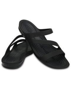 Crocs Womens Swiftwater Sandals - Black (Summer Slip-On Flip Flops/Thongs)