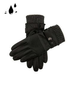 Dents Mens Sherston Water Resistant Stitch Detail Leather Gloves - Black