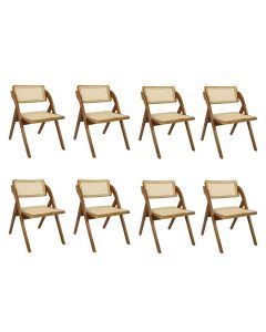 Levede 8x Foldable Dining Chairs Accent Wooden Chair Rattan Furniture Lounge