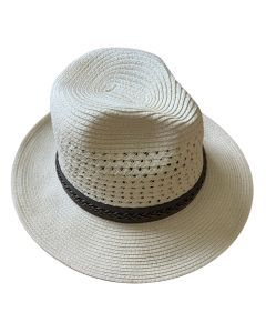 Scala Toyo Straw Hat Panama Fedora Handmade - Beige L-XL