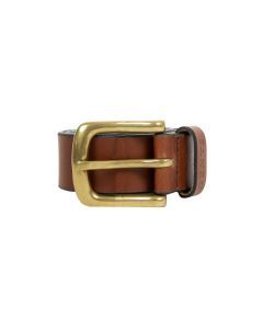 Dents Mens Heritage Lined Full-Grain Leather Belt with Brass Buckle in Tan