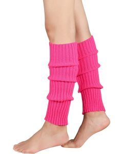1 Pair Hot Pink Ribbed Leg Warmers - Womens Dance Costume/80s Party
