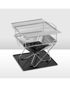 SAN HIMA Portable Fire Pit Large Size Folding Stainless Steel BBQ Grill Outdoor