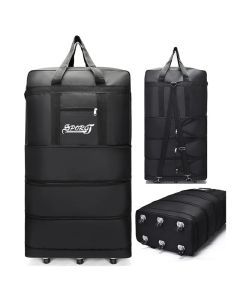 Expandable Travel Backpack with Wheels Black