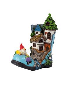 Resin Solar Gnome Treehouse Statue Outdoor Decor