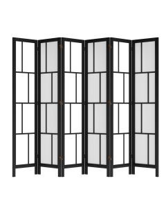 Levede 6 Panel Room Divider Folding Partition Freestanding Screen Wooden Black