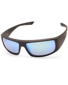 Dirty Dog Sharky Satin Black/Grey-Ice Blue Mirror Polarised Men's Sunglasses