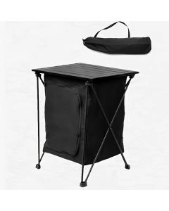 Portable Aluminum Alloy Folding Table for Outdoor Camping - Black