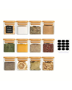 Glass Spice Jars with Airtight Lids (12-Pack)