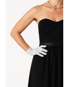 Dents Womens Wrist Length Satin Evening Gloves - Silver (Wedding Stretch Formal Bridal)