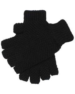 Dents Lanber Mens Tuckstitch Half Finger Unlined Wool Shooting Gloves in Black