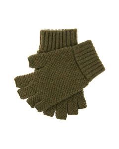 Dents Lanber Mens Tuckstitch Half Finger Unlined Wool Shooting Gloves - Olive