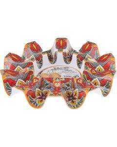 Prepara Ten 10 Mexican Taco Holder Carousel Tray - Yellow/White
