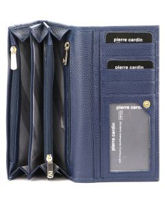 Pierre Cardin Womens Soft Italian Leather RFID Purse Wallet - Navy