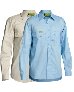 Bisley Mens Insect Protection Long Sleeve Fishing Shirt - Khaki (Cotton Casual Business Top)